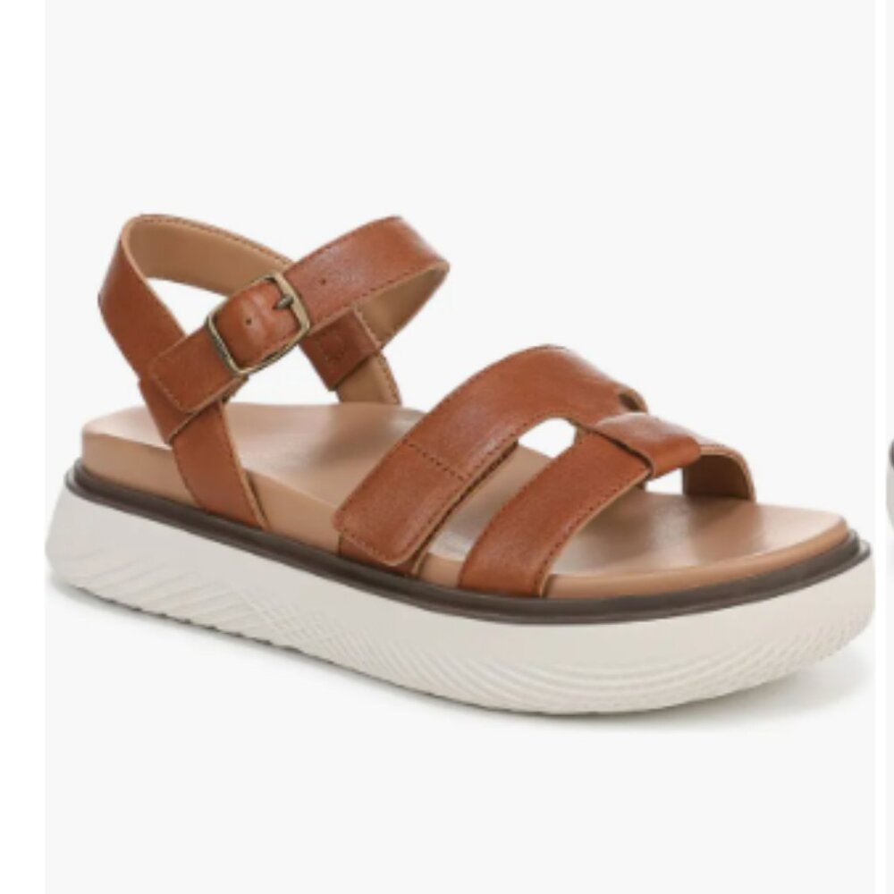 Vionic Brown Leather Strappy Platform Sandal